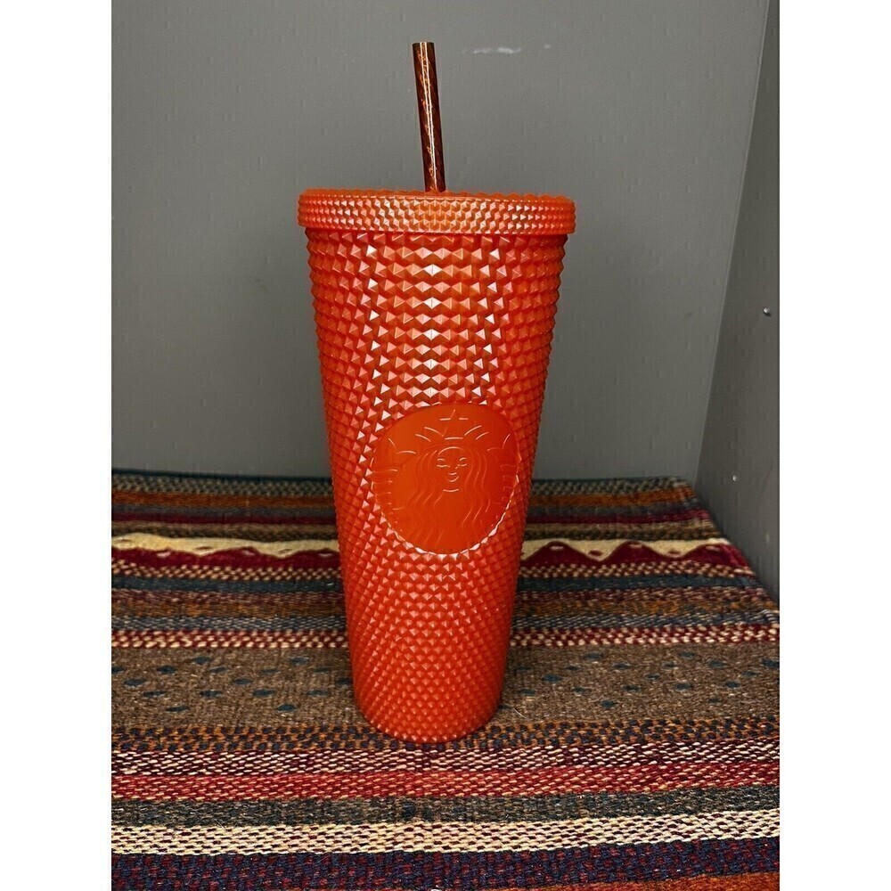 Starbucks Orange Pearlized Bling Cold Cup Venti Studded Tumbler